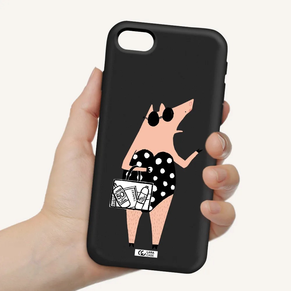 Lady Pig Apple iPhone se 2020 Silicone black Case