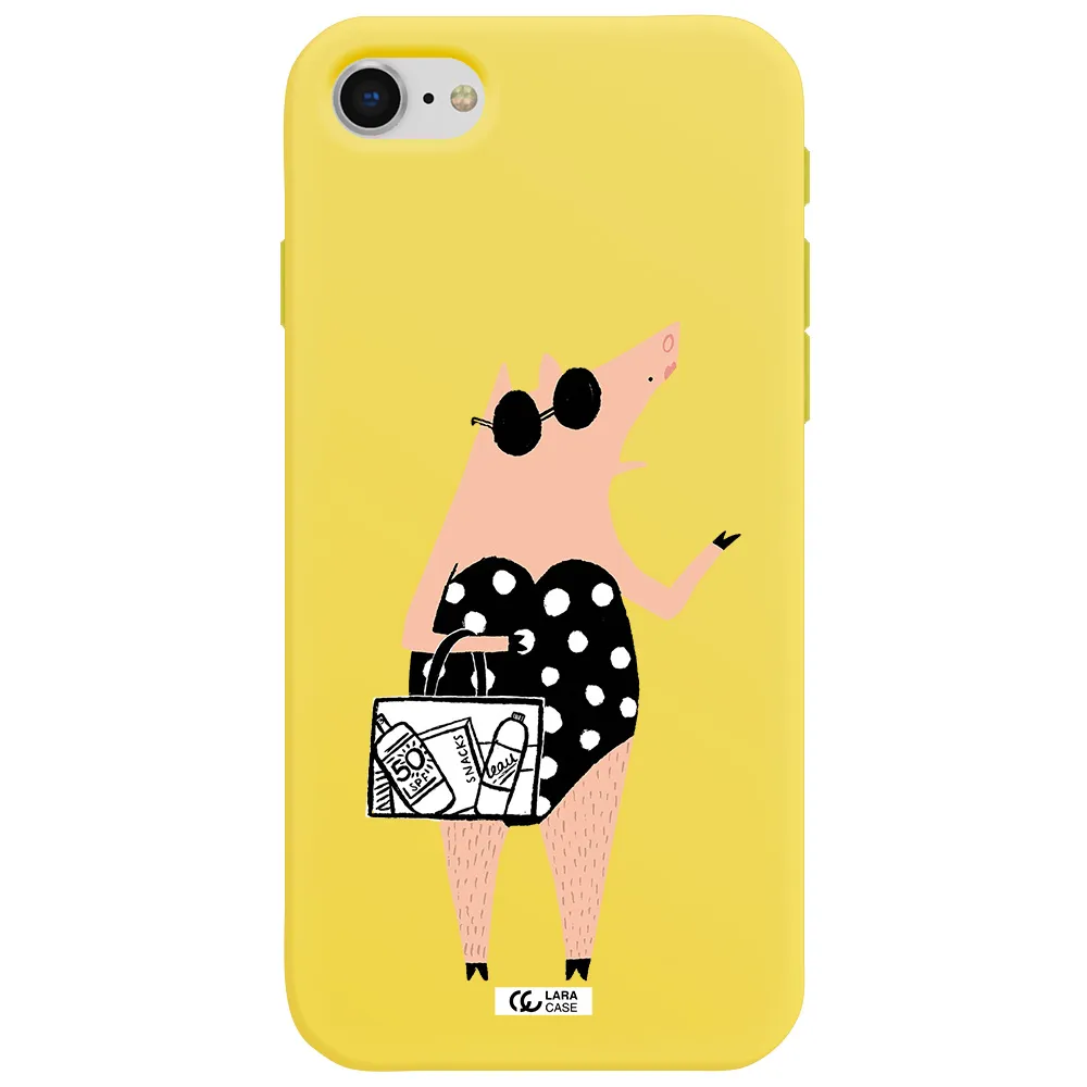 Lady Pig Apple iPhone se 2020 Silicone canary yellow Case