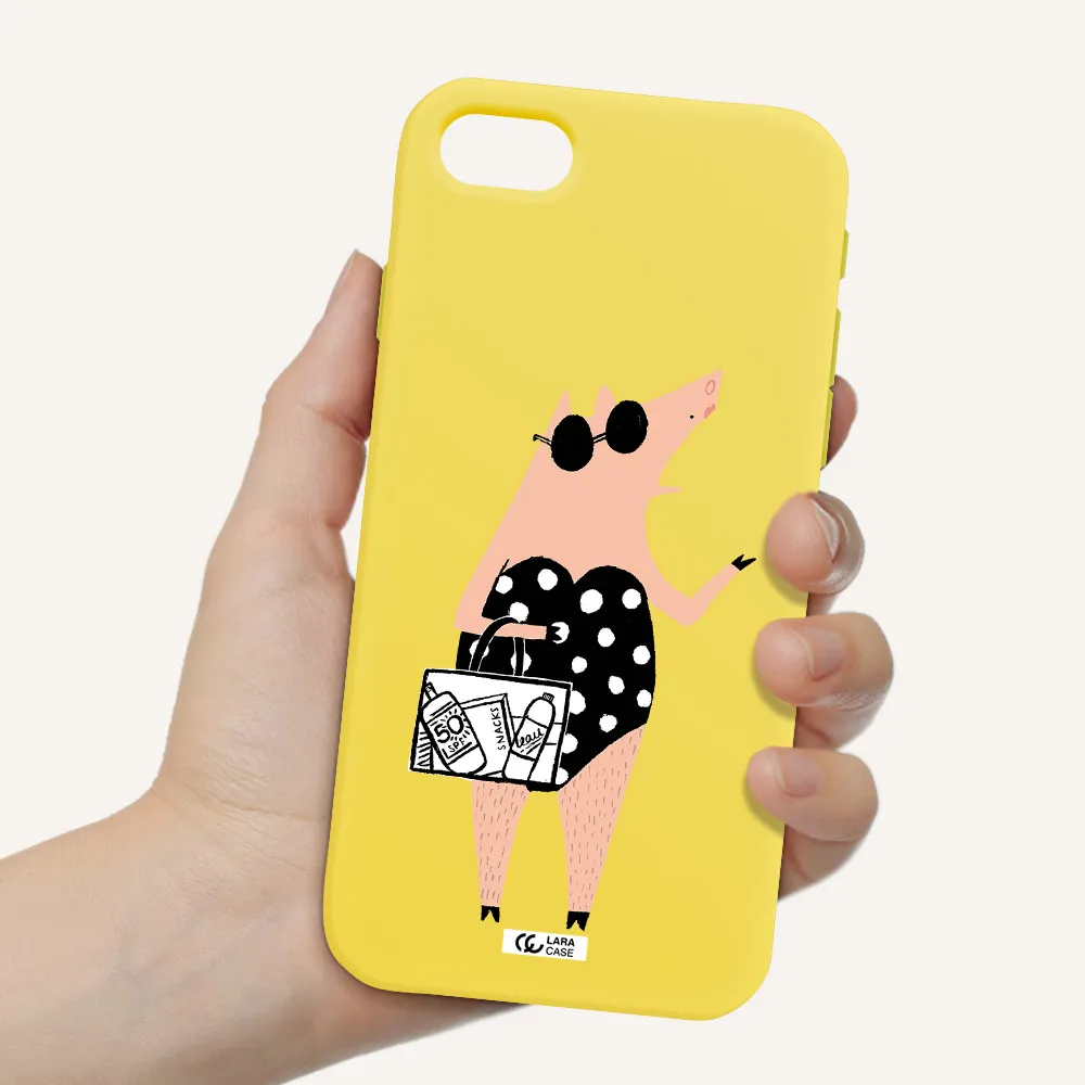 Lady Pig Apple iPhone se 2020 Silicone canary yellow Case