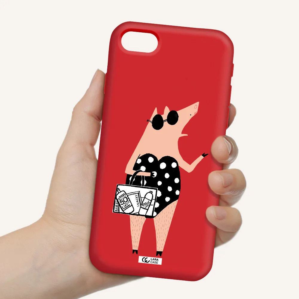 Lady Pig Apple iPhone se 2020 Silicone Imperial Red Case