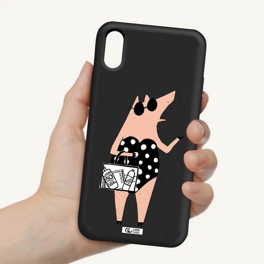 Lady Pig Apple iPhone X Silicone black Case