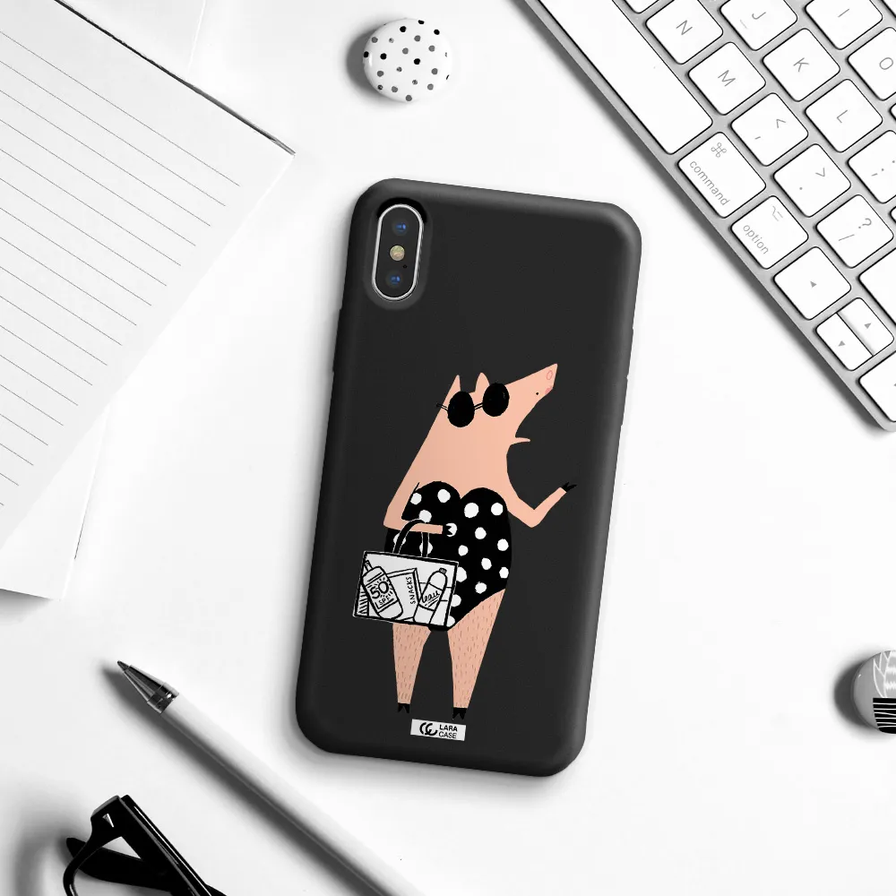 Lady Pig Apple iPhone X Silicone black Case