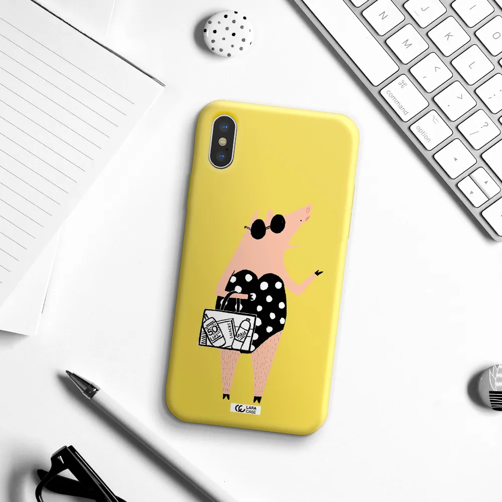 Lady Pig Apple iPhone X Silicone canary yellow Case