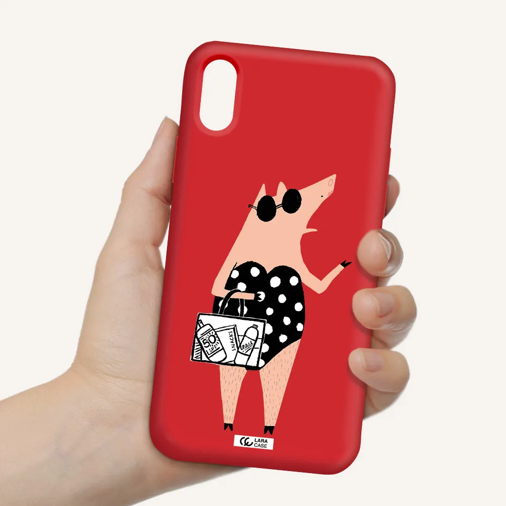 Lady Pig Apple iPhone X Silicone Imperial Red Case