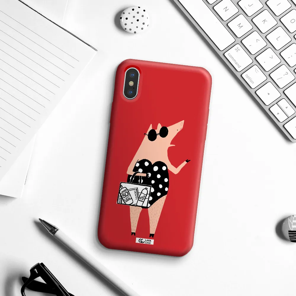 Lady Pig Apple iPhone X Silicone Imperial Red Case