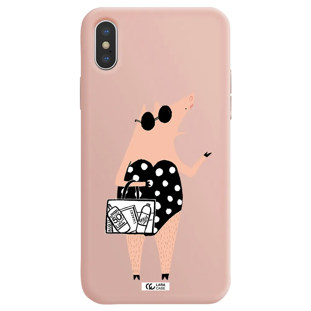 Lady Pig Apple iPhone X Silicone pastel pink Case