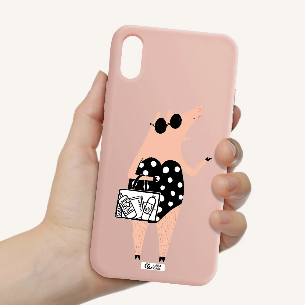Lady Pig Apple iPhone X Silicone pastel pink Case
