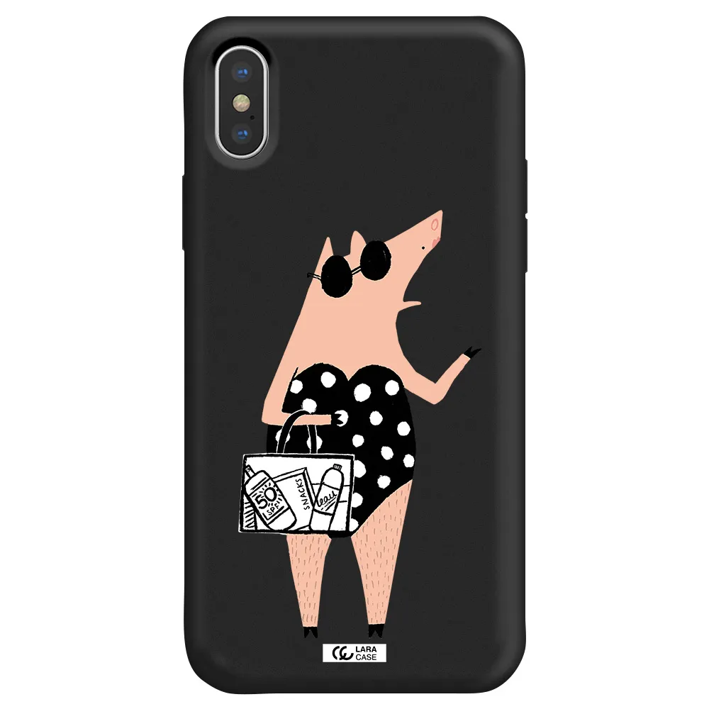Lady Pig Apple iPhone XS Silicone black Case