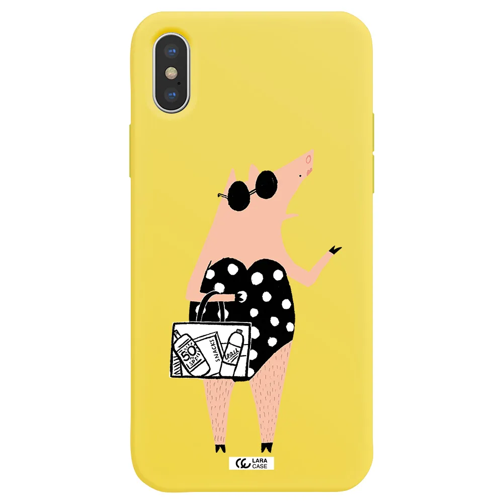 Lady Pig Apple iPhone XS Silicone canary yellow Case