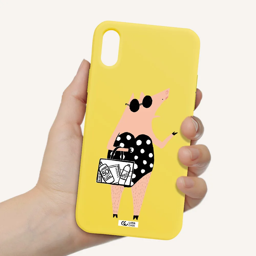Lady Pig Apple iPhone XS Silicone canary yellow Case
