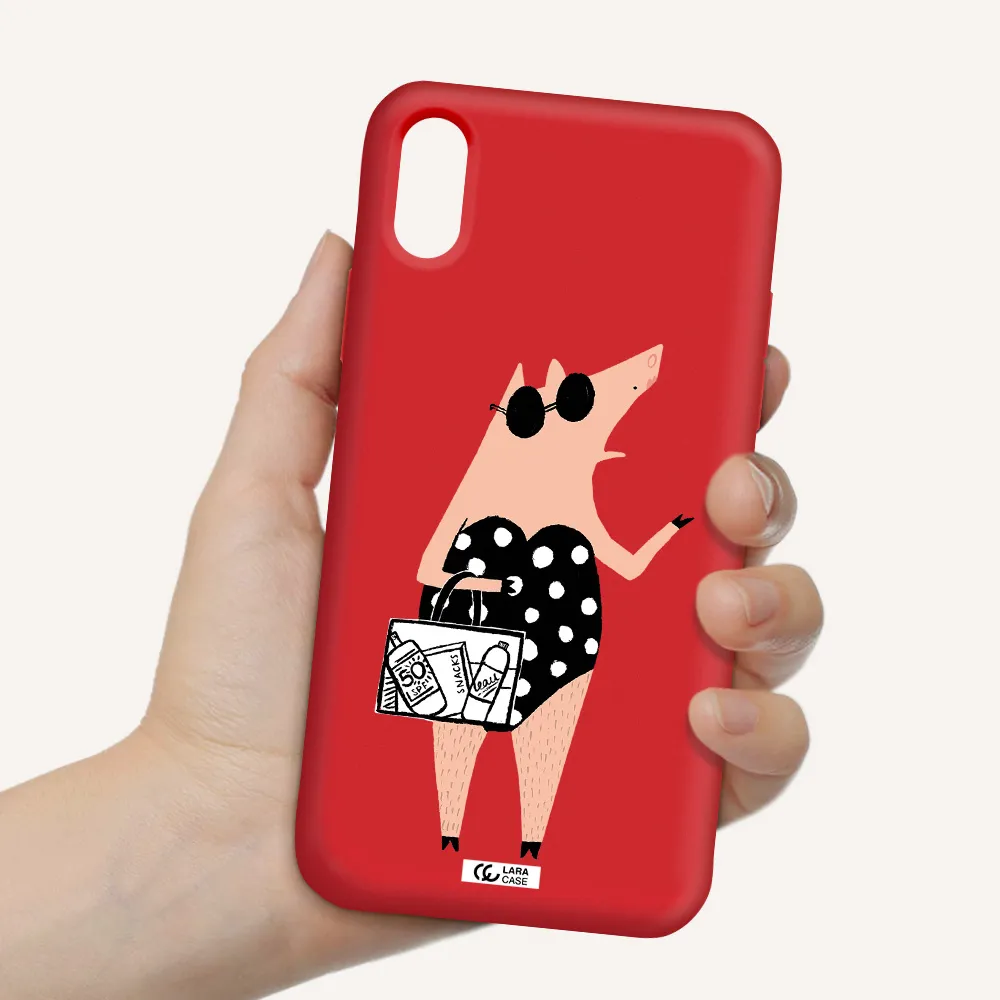 Lady Pig Apple iPhone XS Silicone Imperial Red Case