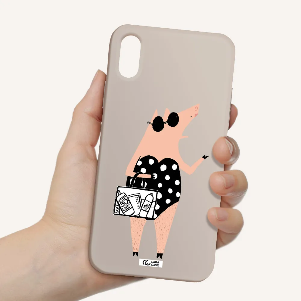 Lady Pig Apple iPhone XS Silicone Stone Case