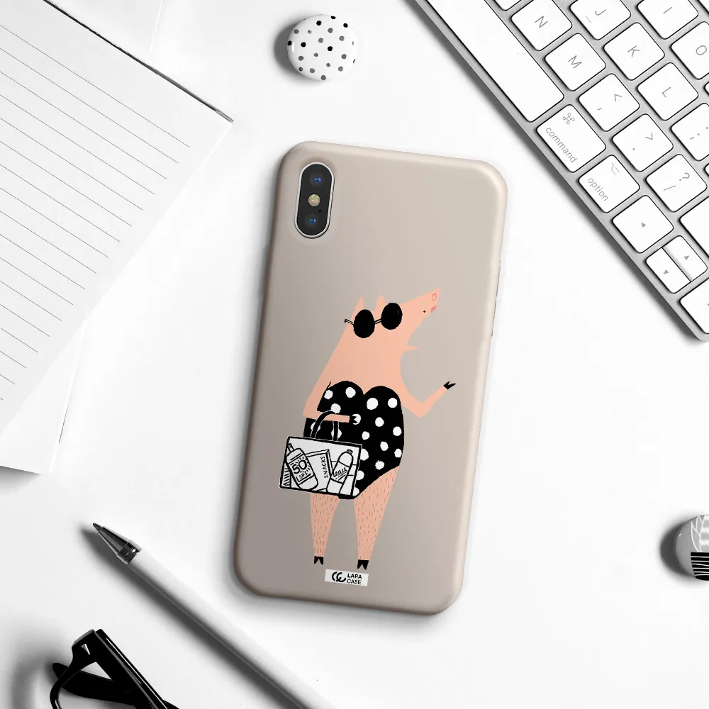 Lady Pig Apple iPhone XS Silicone Stone Case