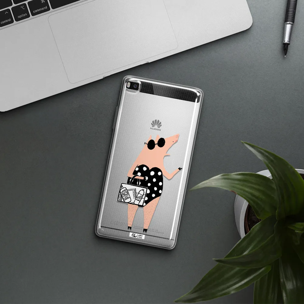 Lady Pig Huawei P8 Clear TPU Case