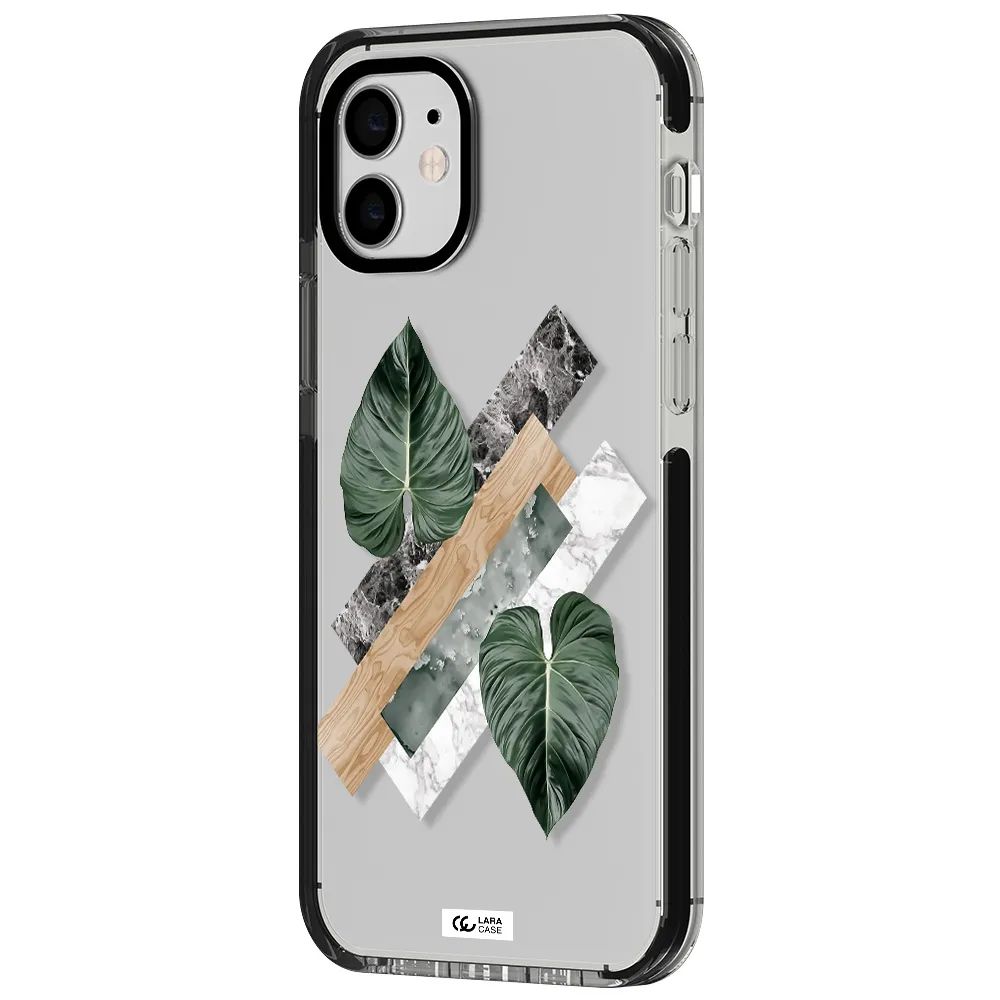 Tropical Leaves Apple iPhone 11 impact black border Case