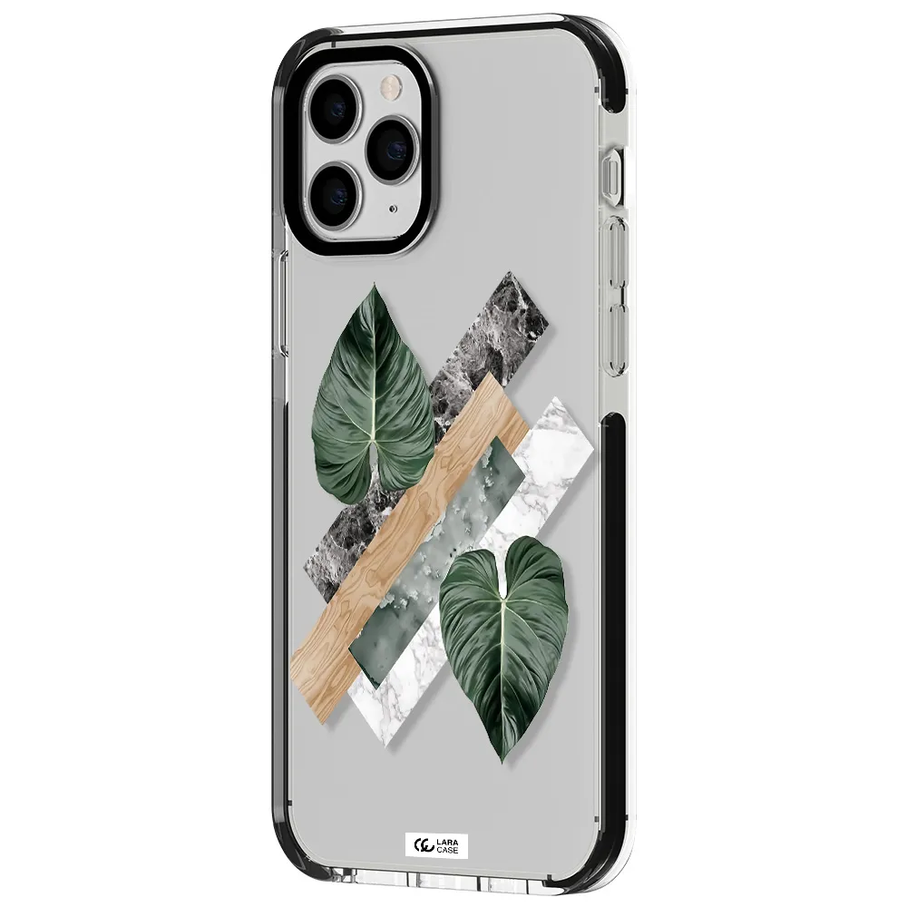Tropical Leaves Apple iPhone 11 pro max impact black border Case