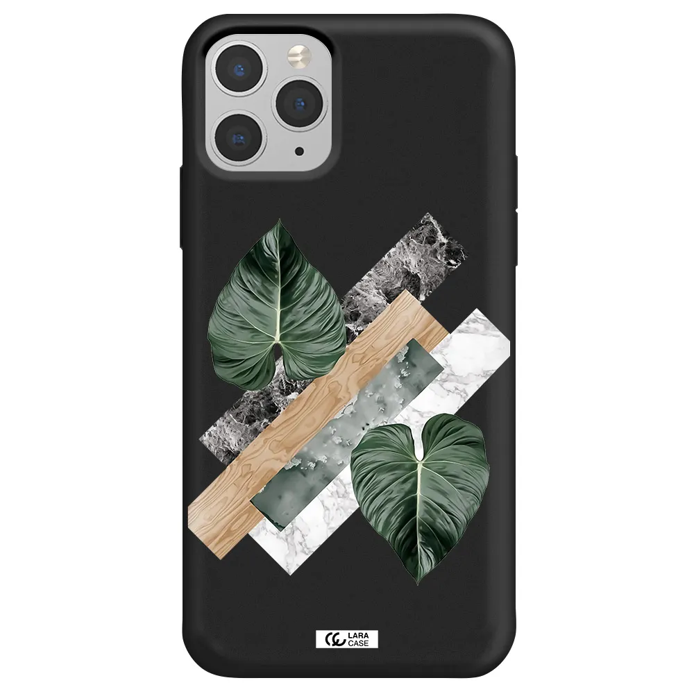 Tropical Leaves Apple iPhone 11 pro max Silicone black Case