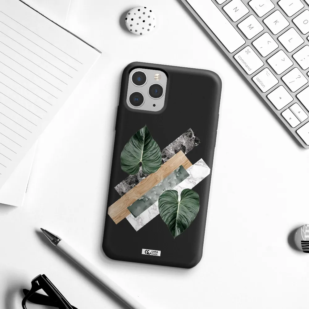 Tropical Leaves Apple iPhone 11 pro max Silicone black Case