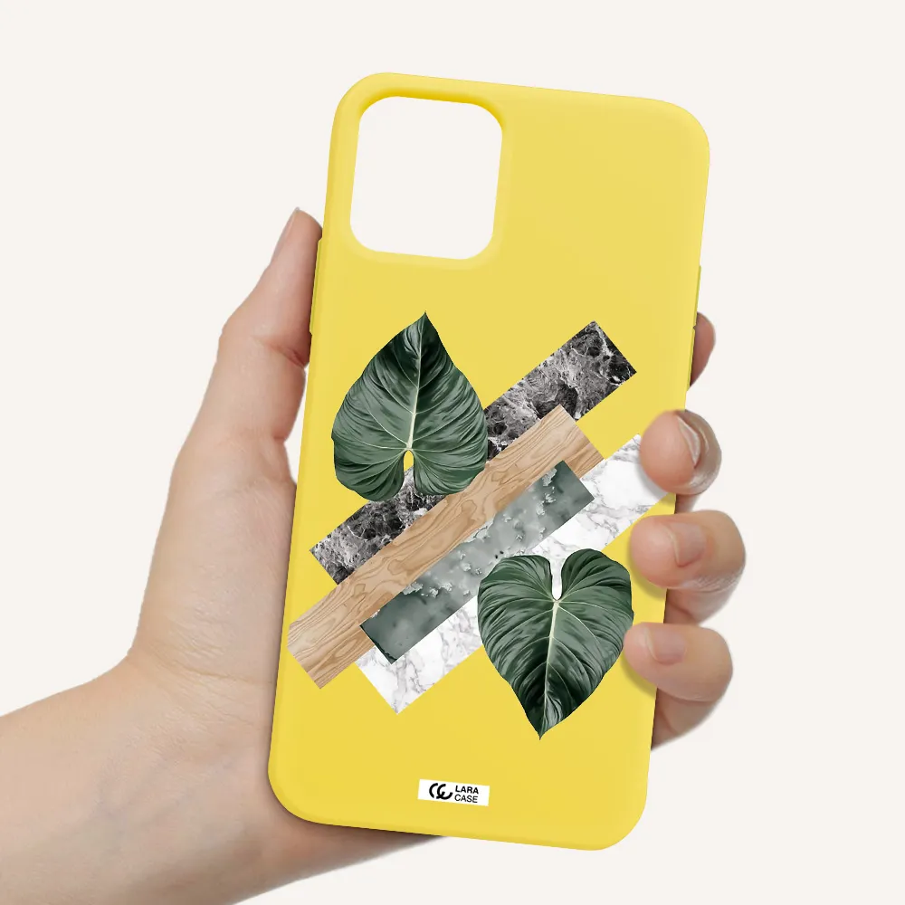Tropical Leaves Apple iPhone 11 pro max Silicone canary yellow Case