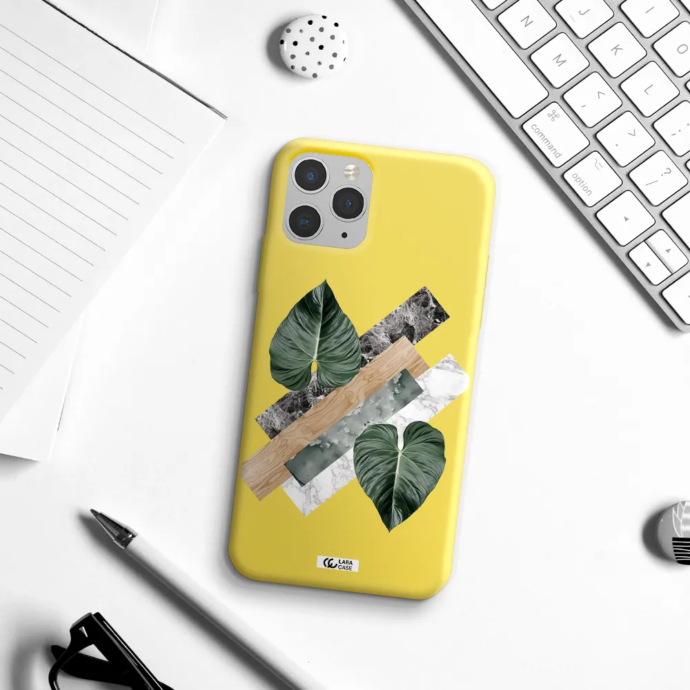 Tropical Leaves Apple iPhone 11 pro max Silicone canary yellow Case