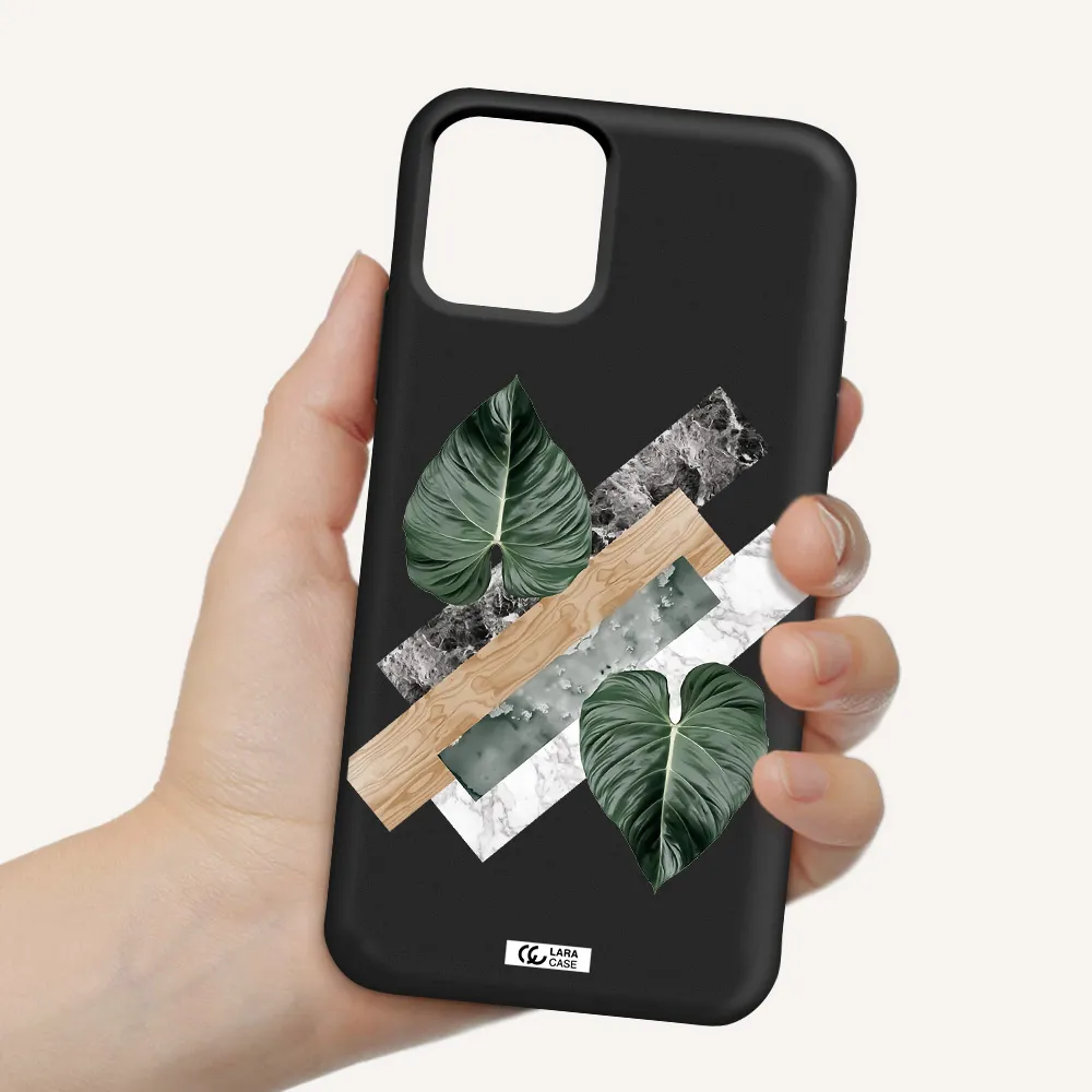 Tropical Leaves Apple iPhone 11 pro Silicone black Case