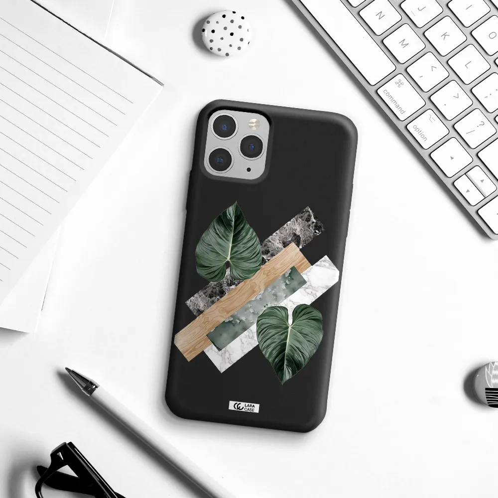 Tropical Leaves Apple iPhone 11 pro Silicone black Case