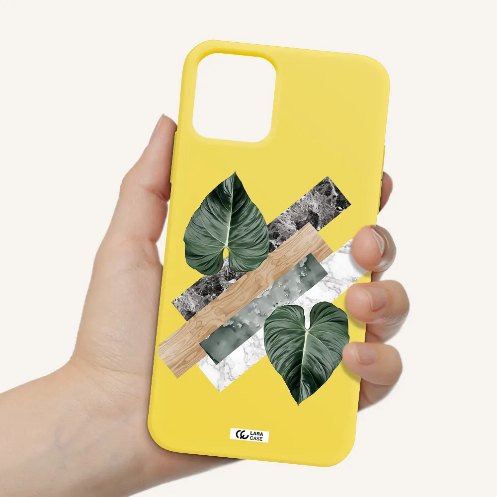 Tropical Leaves Apple iPhone 11 pro Silicone canary yellow Case