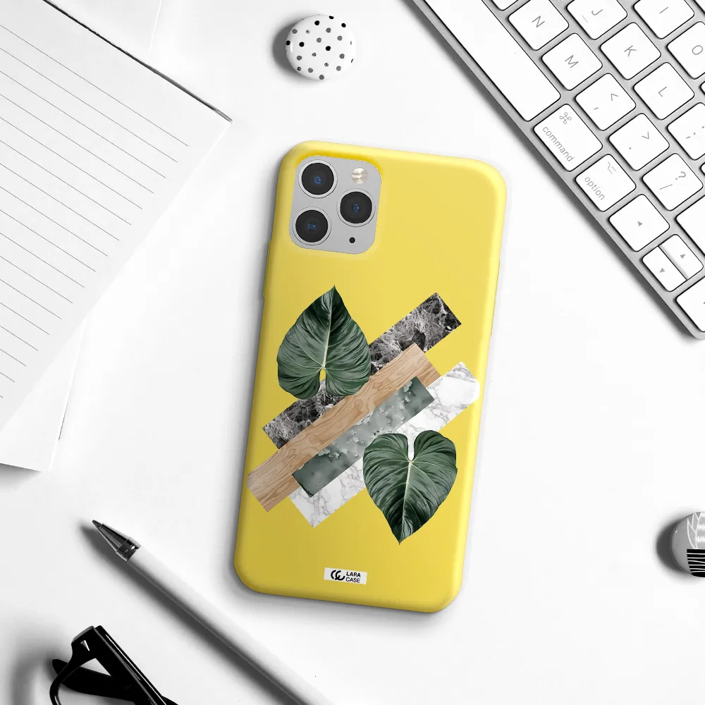 Tropical Leaves Apple iPhone 11 pro Silicone canary yellow Case