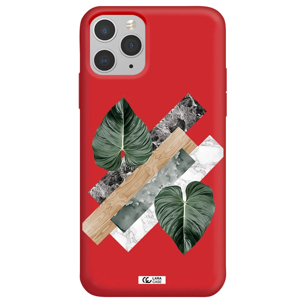 Tropical Leaves Apple iPhone 11 pro Silicone Imperial Red Case