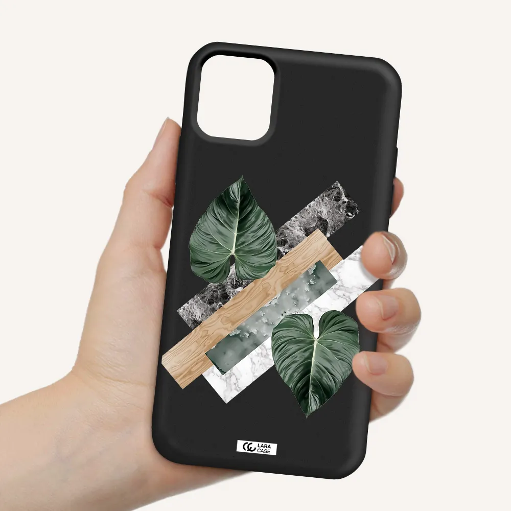 Tropical Leaves Apple iPhone 11 Silicone black Case