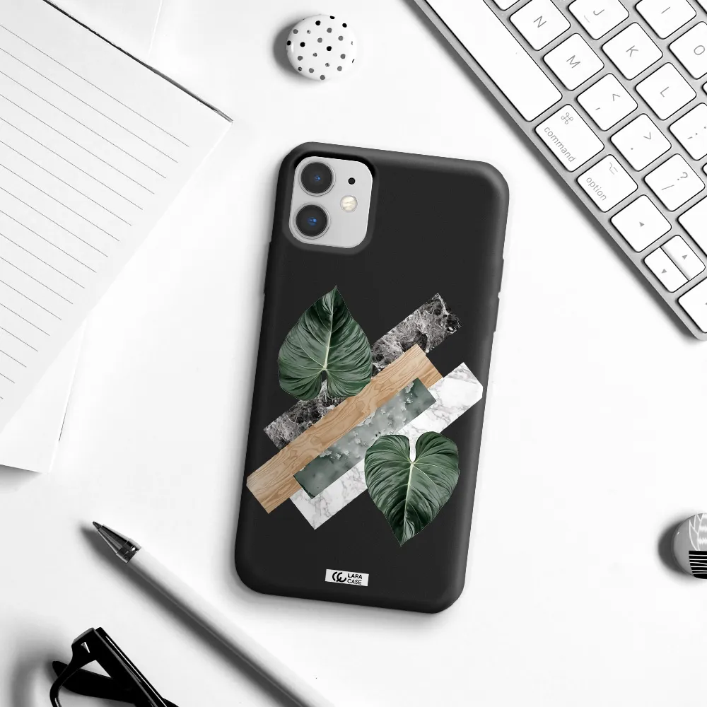 Tropical Leaves Apple iPhone 11 Silicone black Case