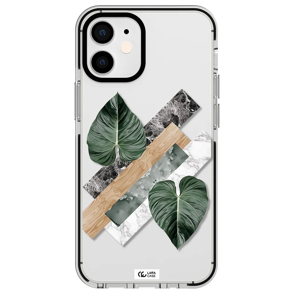 Tropical Leaves Apple iPhone 12 mini impact black border Case