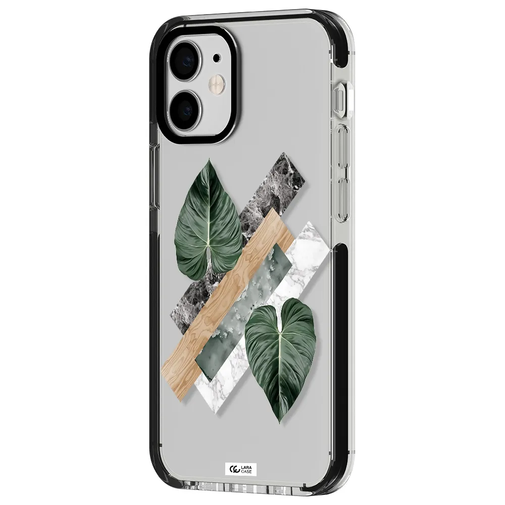 Tropical Leaves Apple iPhone 12 mini impact black border Case