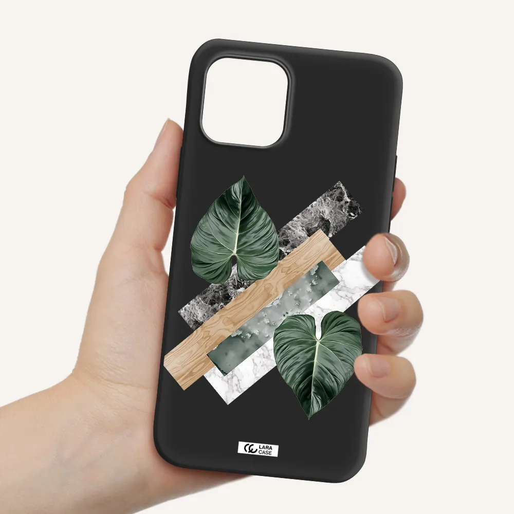 Tropical Leaves Apple iPhone 12 mini Silicone black Case