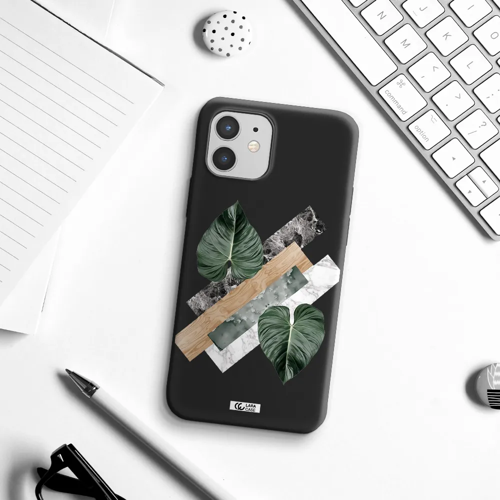 Tropical Leaves Apple iPhone 12 mini Silicone black Case