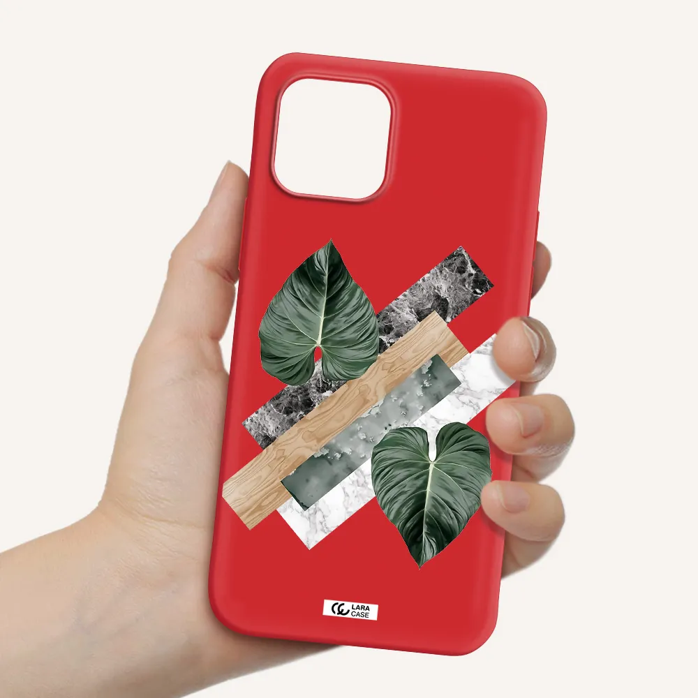 Tropical Leaves Apple iPhone 12 mini Silicone Imperial Red Case
