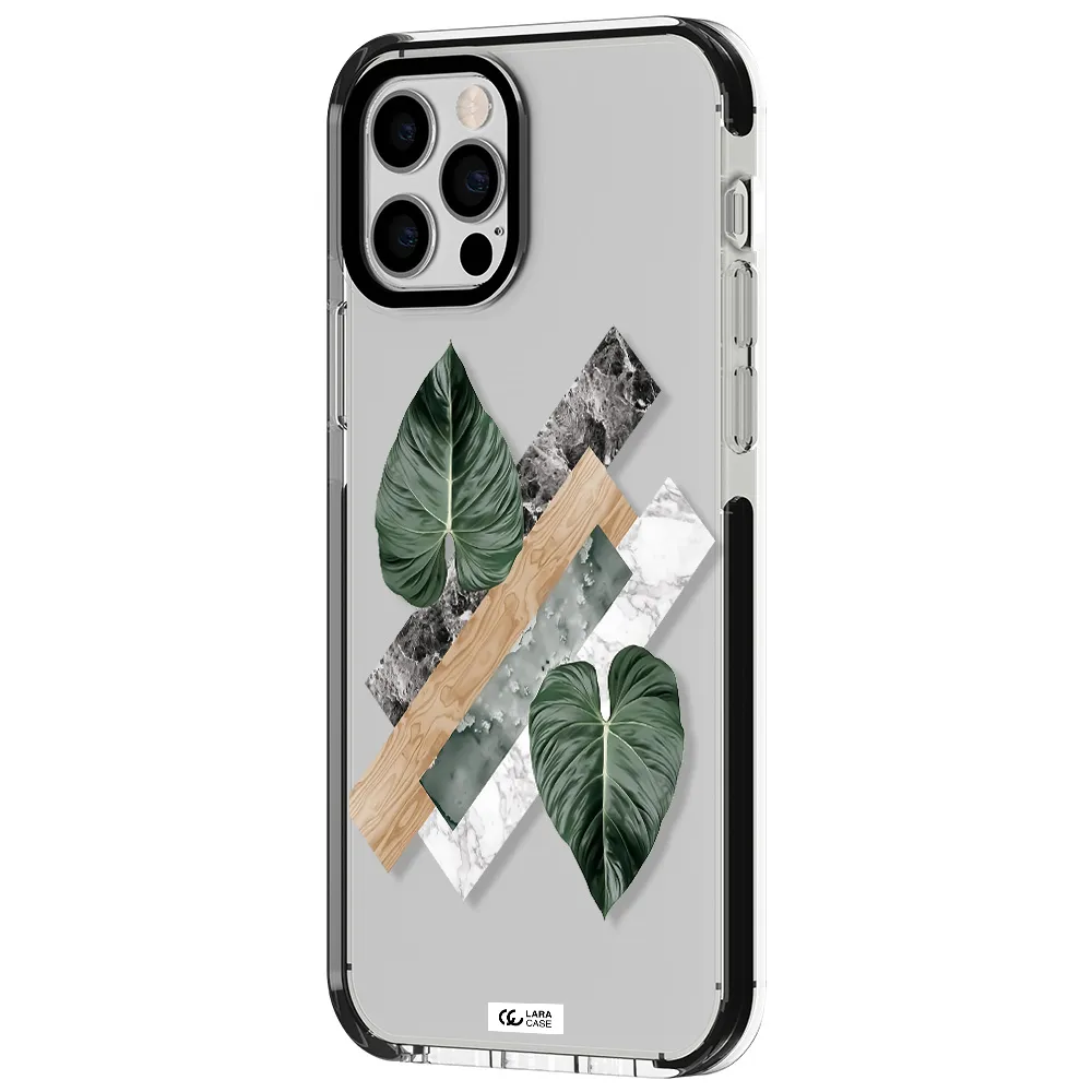 Tropical Leaves Apple iPhone 12 pro impact black border Case