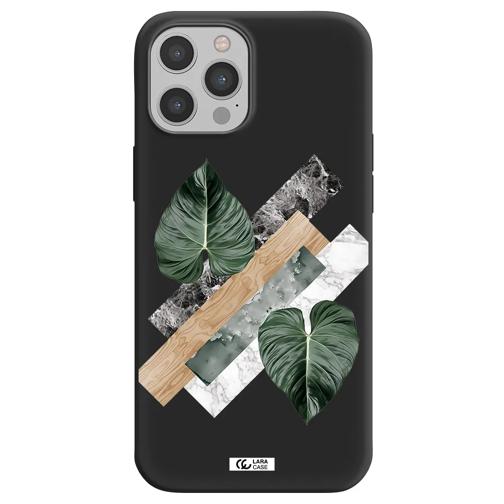 Tropical Leaves Apple iPhone 12 pro max Silicone black Case