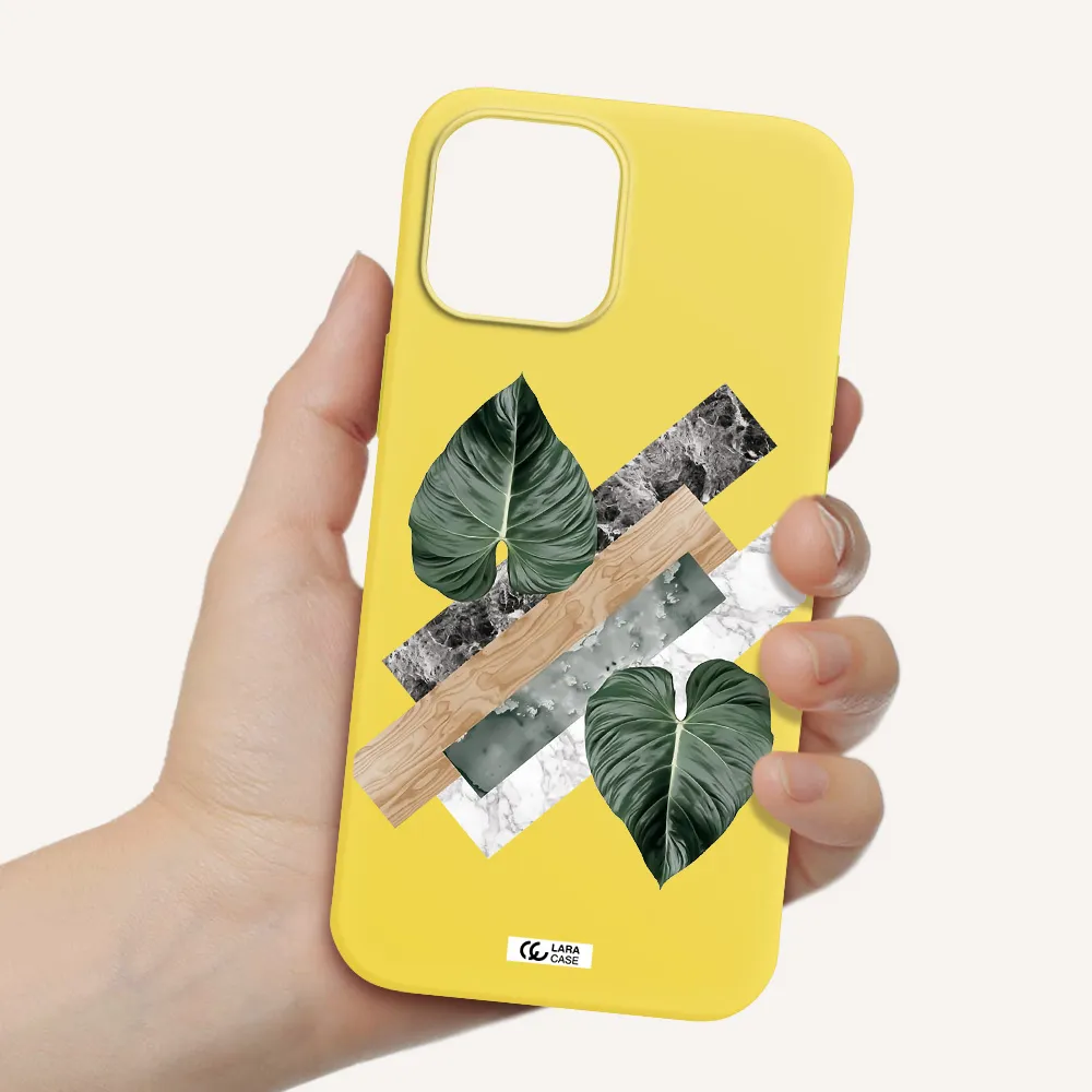 Tropical Leaves Apple iPhone 12 pro max Silicone canary yellow Case