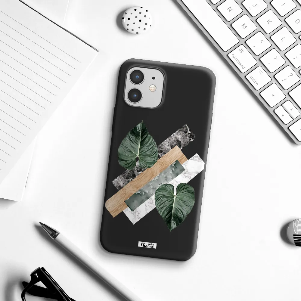 Tropical Leaves Apple iPhone 12 Silicone black Case
