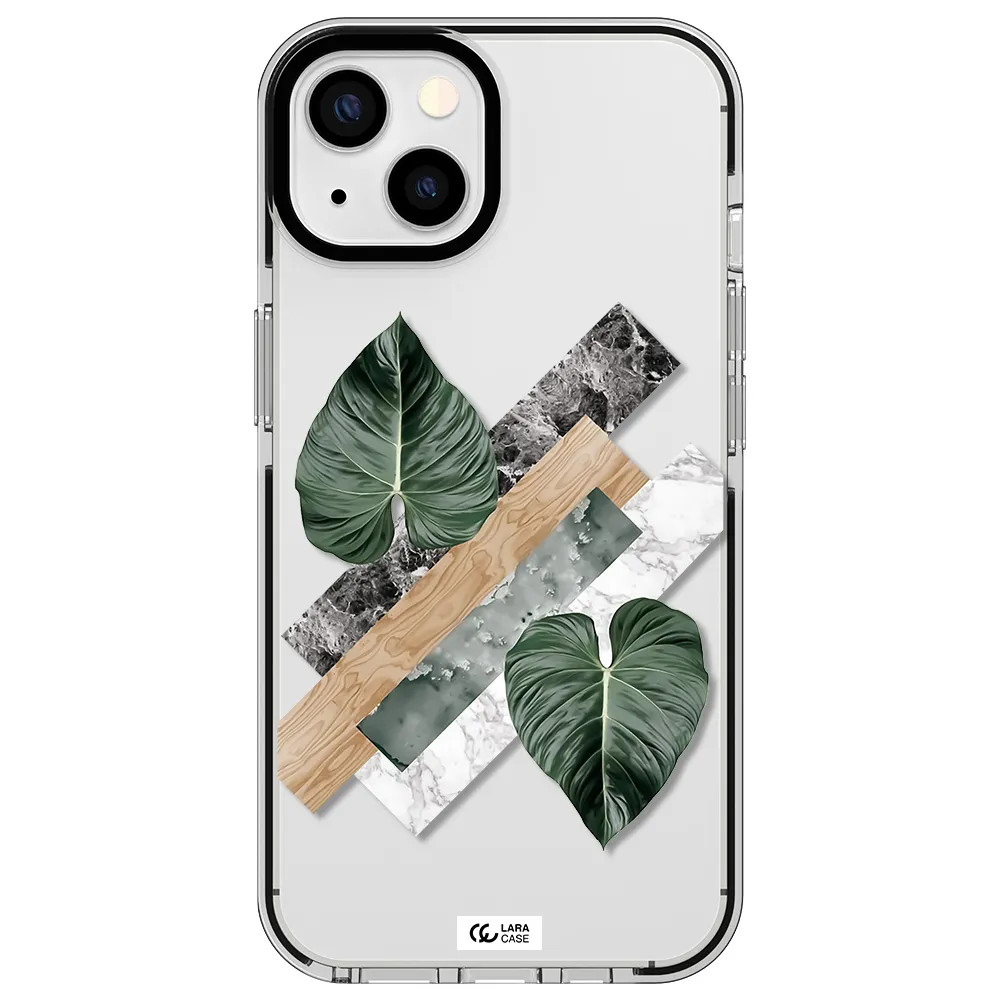 Tropical Leaves Apple iPhone 13 impact black border Case