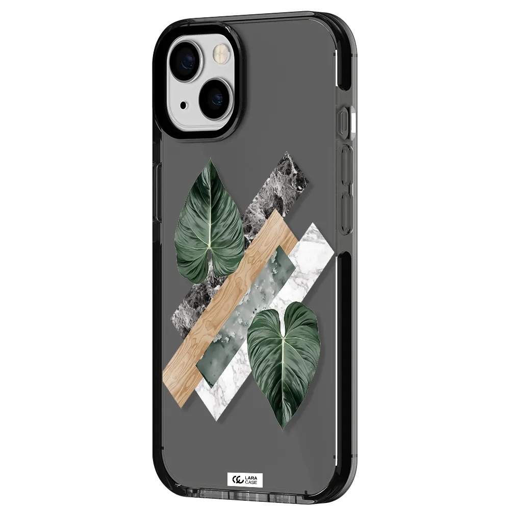 Tropical Leaves Apple iPhone 13 impact Smoke Black Case