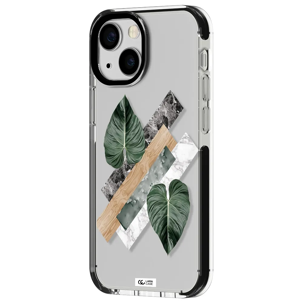 Tropical Leaves Apple iPhone 13 mini impact black border Case