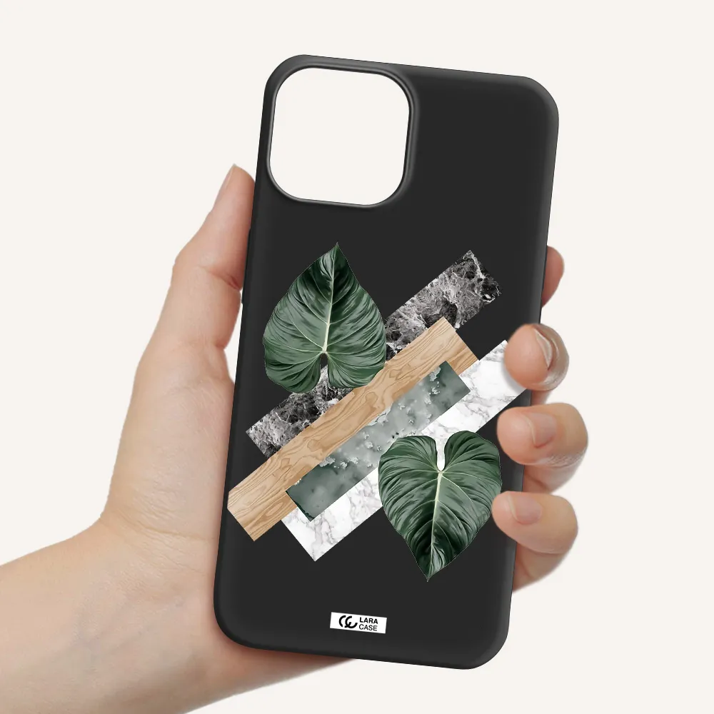 Tropical Leaves Apple iPhone 13 mini Silicone black Case
