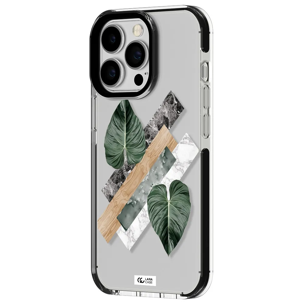 Tropical Leaves Apple iPhone 13 Pro impact black border Case