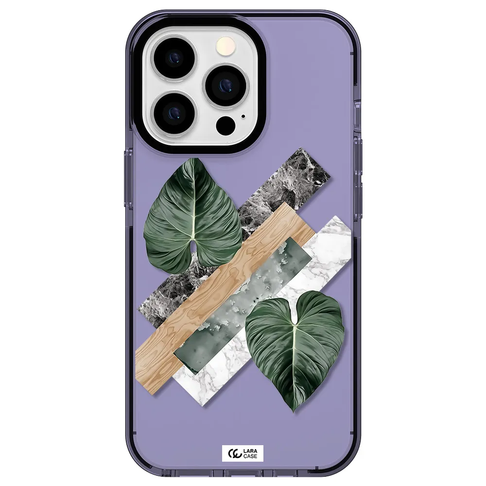Tropical Leaves Apple iPhone 13 Pro impact Lilac Case