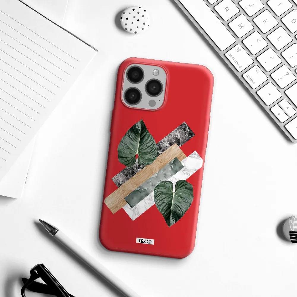 Tropical Leaves Apple iPhone 13 Pro Silicone Imperial Red Case
