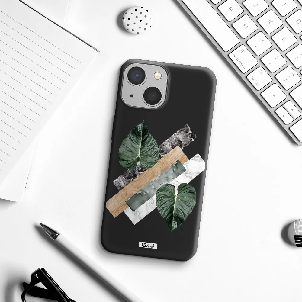 Tropical Leaves Apple iPhone 13 Silicone black Case
