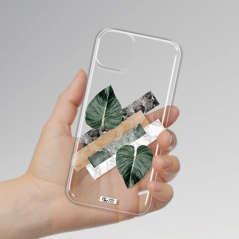 Tropical Leaves Apple iPhone 14 plus Clear TPU Case