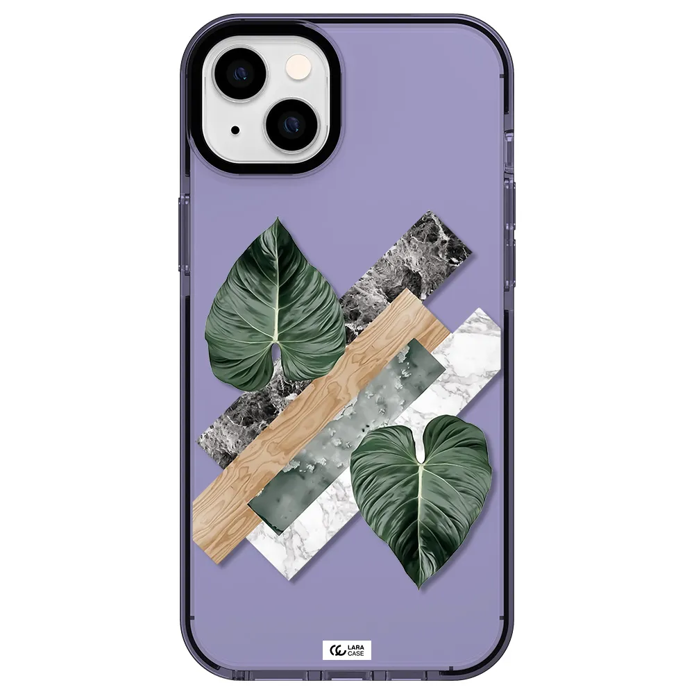 Tropical Leaves Apple iPhone 14 plus impact Lilac Case